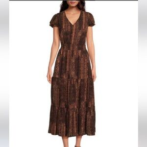 NWT Nanette Nanette Lepore Brown Snake Print Midi Dress size 10
